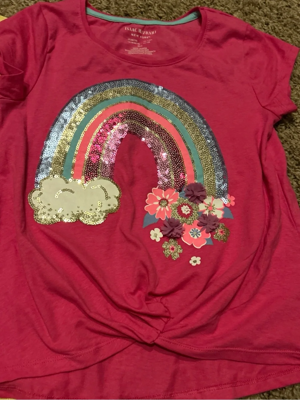 The Children's Place Purple and Yellow Sequin Shirts and Isaac Mizrahi Pink top